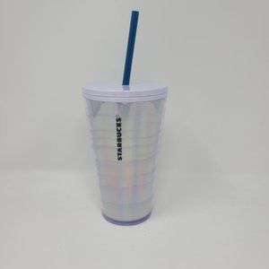 Starbucks 2021 Holiday White Rainbow Iridescent Waves 16 oz Grande Tumbler